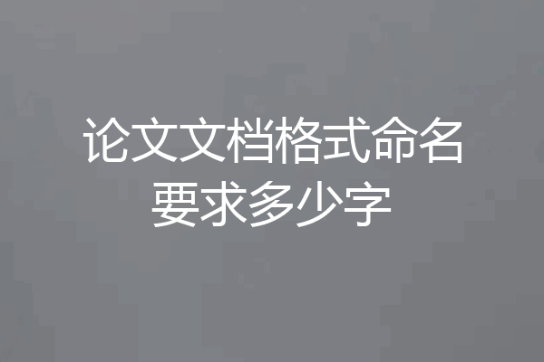 论文文档格式命名要求多少字