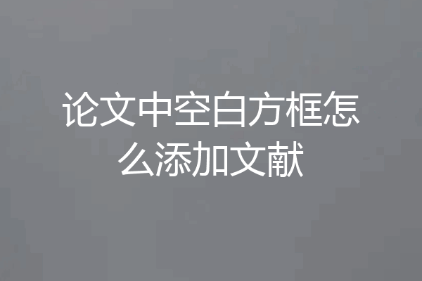 论文中空白方框怎么添加文献