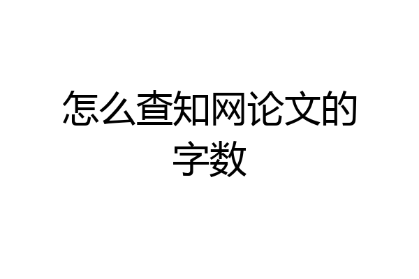怎么查知网论文的字数