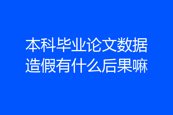 本科毕业论文数据造假有什么后果嘛
