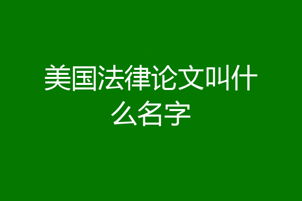 美国法律论文叫什么名字
