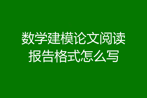 数学建模论文阅读报告格式怎么写