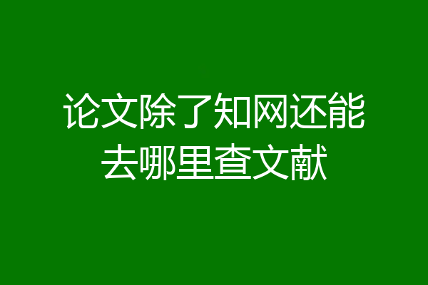论文除了知网还能去哪里查文献