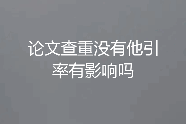 论文查重没有他引率有影响吗