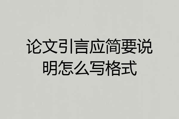 论文引言应简要说明怎么写格式