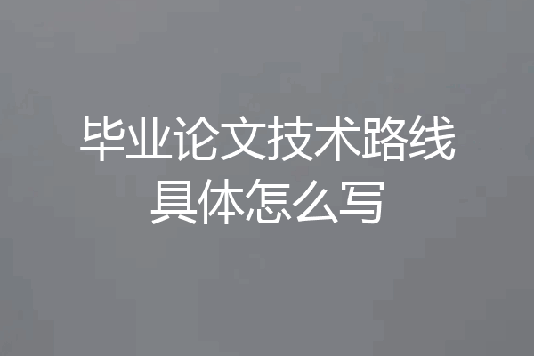毕业论文技术路线具体怎么写
