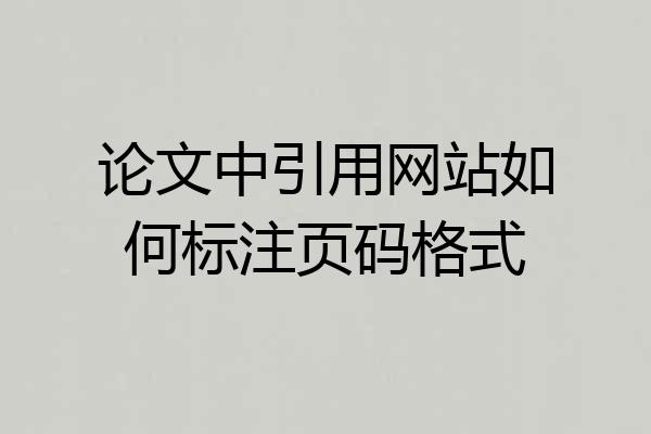 论文中引用网站如何标注页码格式