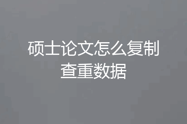 硕士论文怎么复制查重数据