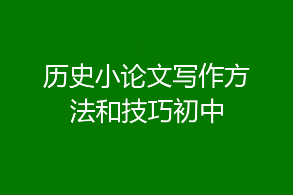 历史小论文写作方法和技巧初中