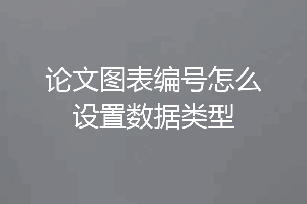 论文图表编号怎么设置数据类型