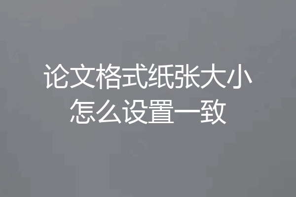 论文格式纸张大小怎么设置一致