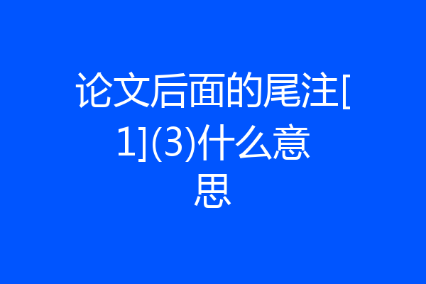论文后面的尾注[1](3)什么意思