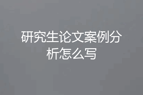 研究生论文案例分析怎么写