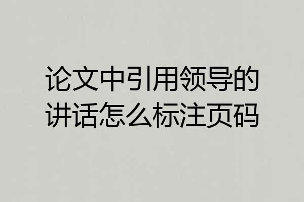 论文中引用领导的讲话怎么标注页码