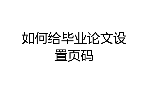 如何给毕业论文设置页码