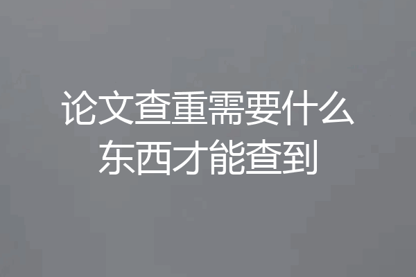 论文查重需要什么东西才能查到