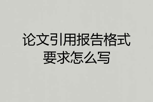 论文引用报告格式要求怎么写