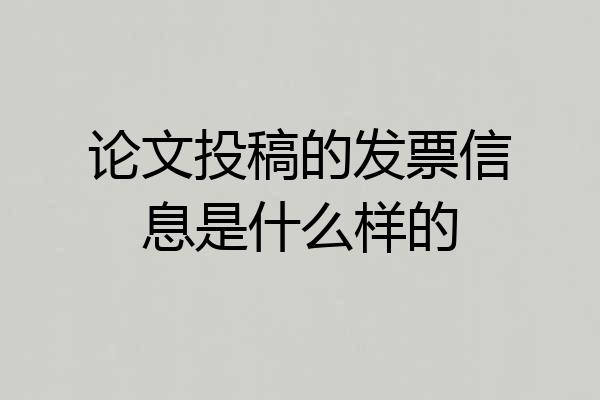 论文投稿的发票信息是什么样的