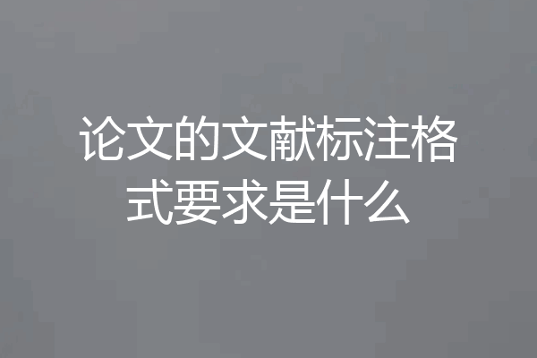 论文的文献标注格式要求是什么