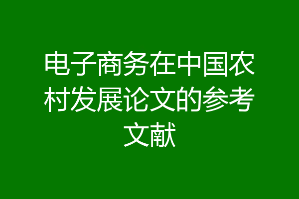 电子商务在中国农村发展论文的参考文献