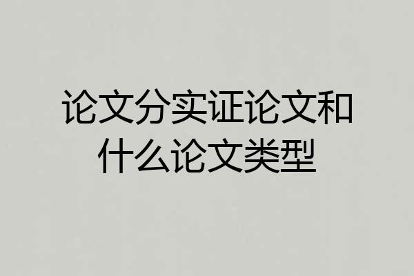 论文分实证论文和什么论文类型
