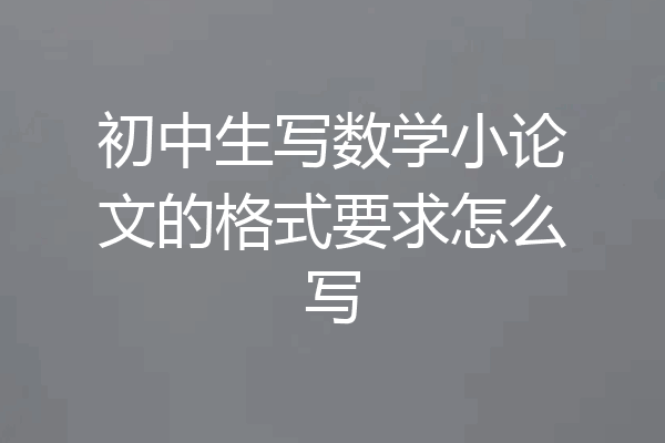 初中生写数学小论文的格式要求怎么写