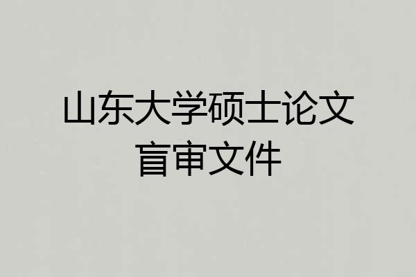 山东大学硕士论文盲审文件
