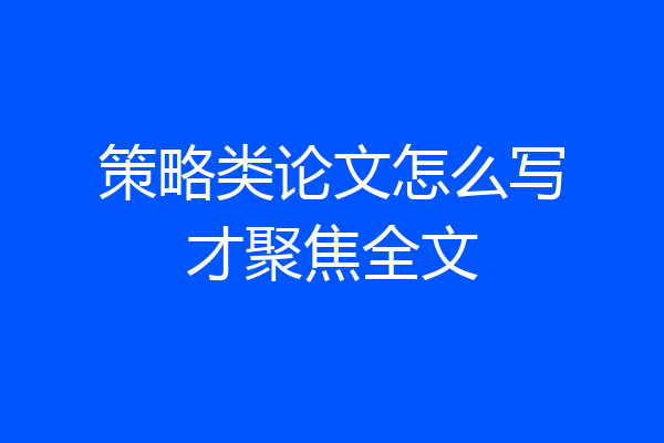 策略类论文怎么写才聚焦全文