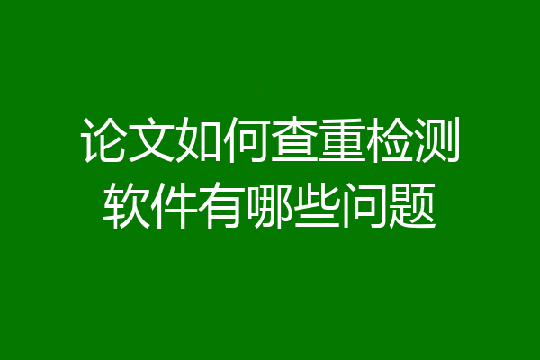论文如何查重检测软件有哪些问题