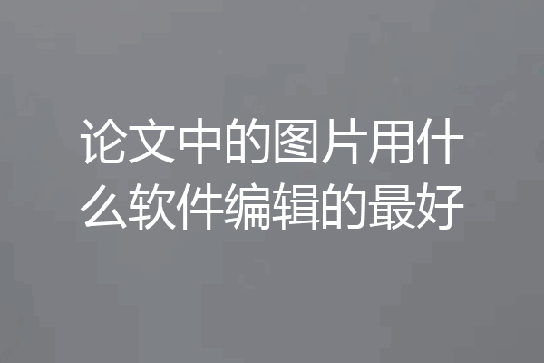 论文中的图片用什么软件编辑的最好