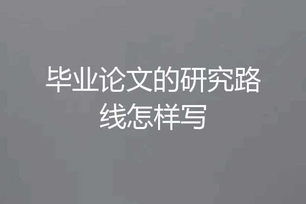 毕业论文的研究路线怎样写