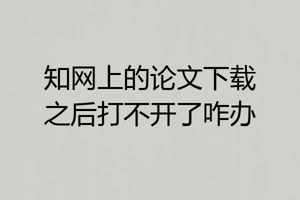 知网上的论文下载之后打不开了咋办