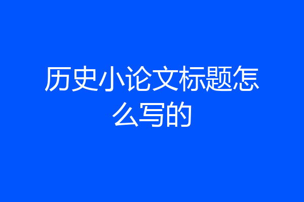 历史小论文标题怎么写的