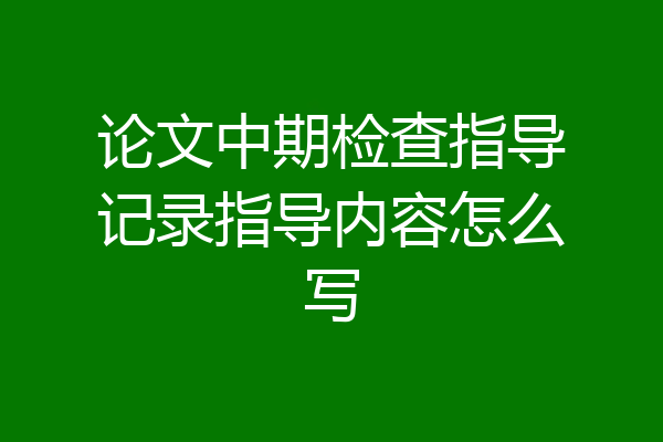 论文中期检查指导记录指导内容怎么写