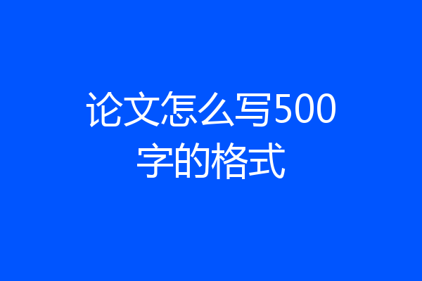 论文怎么写500字的格式
