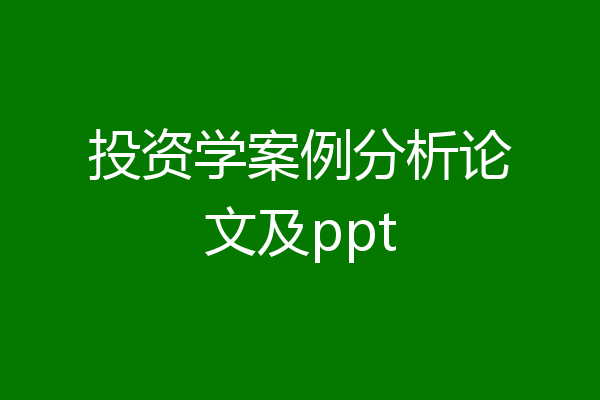 投资学案例分析论文及ppt