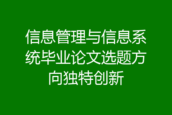 信息管理与信息系统毕业论文选题方向独特创新