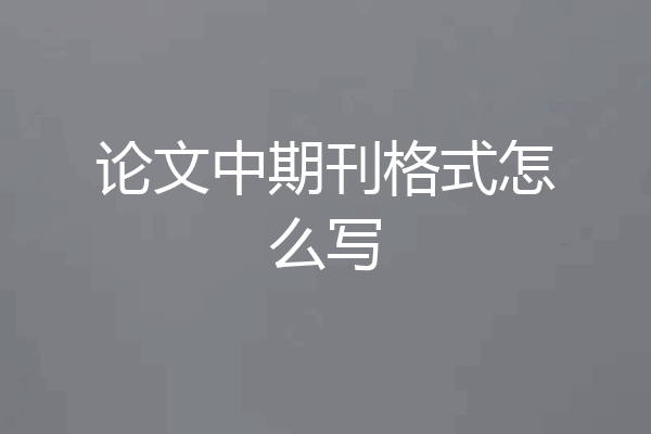 论文中期刊格式怎么写