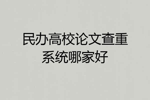民办高校论文查重系统哪家好