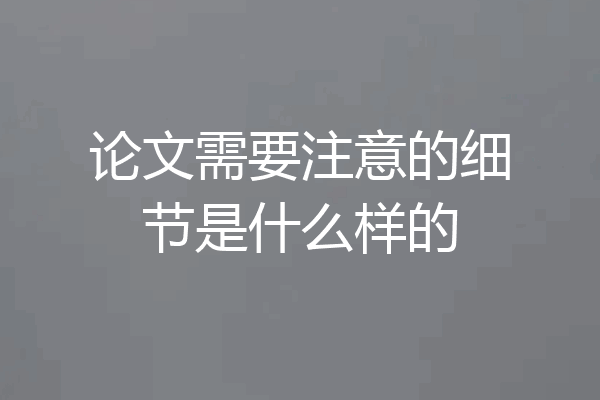 论文需要注意的细节是什么样的