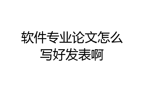 软件专业论文怎么写好发表啊