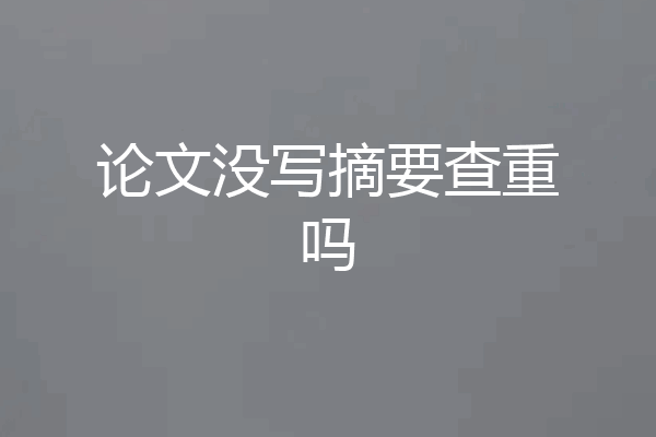论文没写摘要查重吗