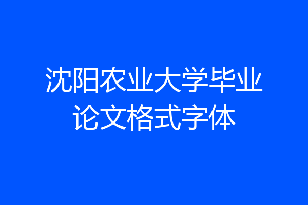 沈阳农业大学毕业论文格式字体