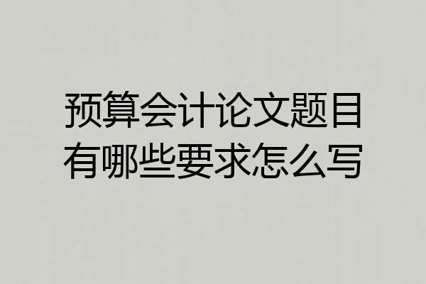预算会计论文题目有哪些要求怎么写