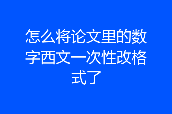 怎么将论文里的数字西文一次性改格式了