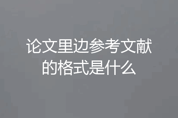 论文里边参考文献的格式是什么