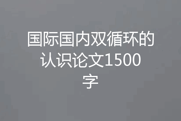 国际国内双循环的认识论文1500字