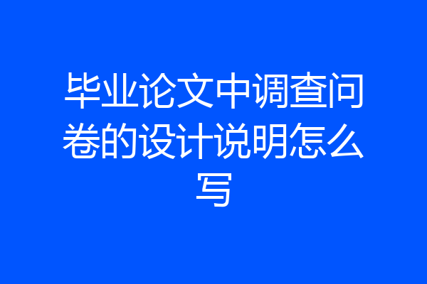 毕业论文中调查问卷的设计说明怎么写