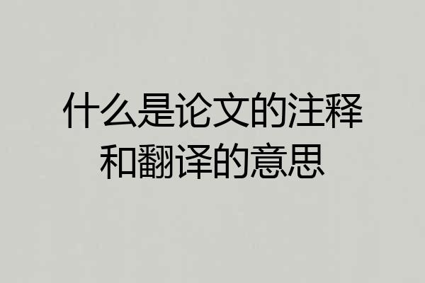 什么是论文的注释和翻译的意思