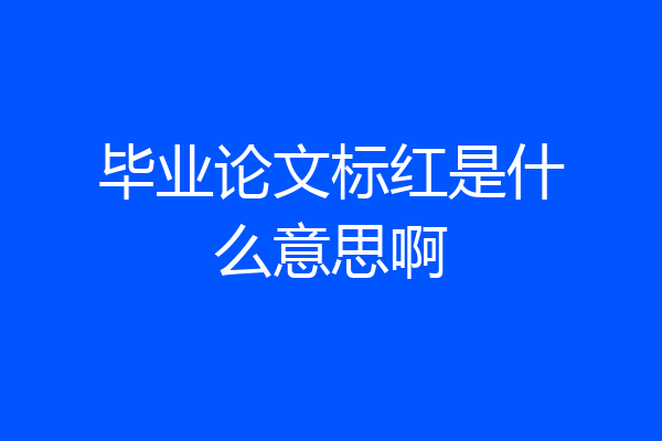 毕业论文标红是什么意思啊